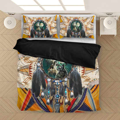 Native Three Wolves Bedding Set
