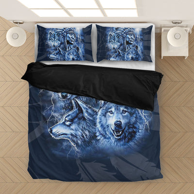 Native Three Wolves Bedding Set