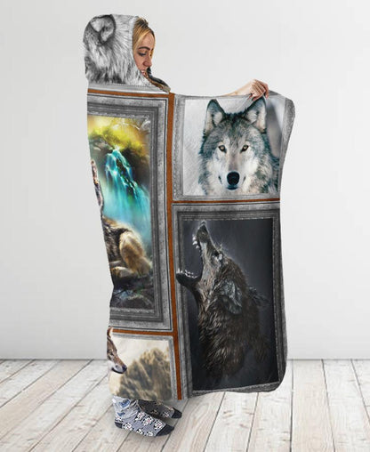 Native Wolf Flock Hooded Blanket NBD