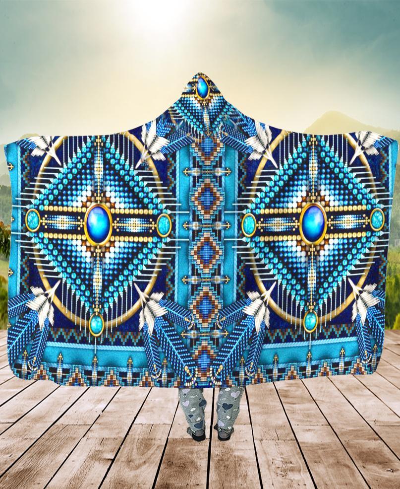 Native Mandala Blue Hooded Blanket NBD