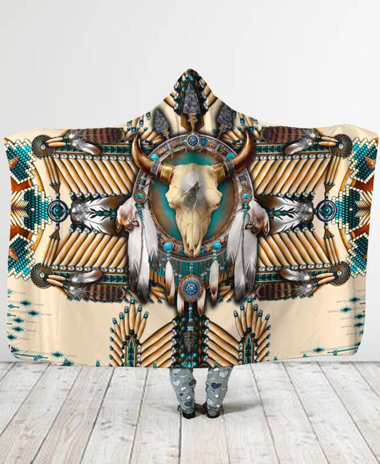 Buffalo Head Motifs Hooded Blanket NBD