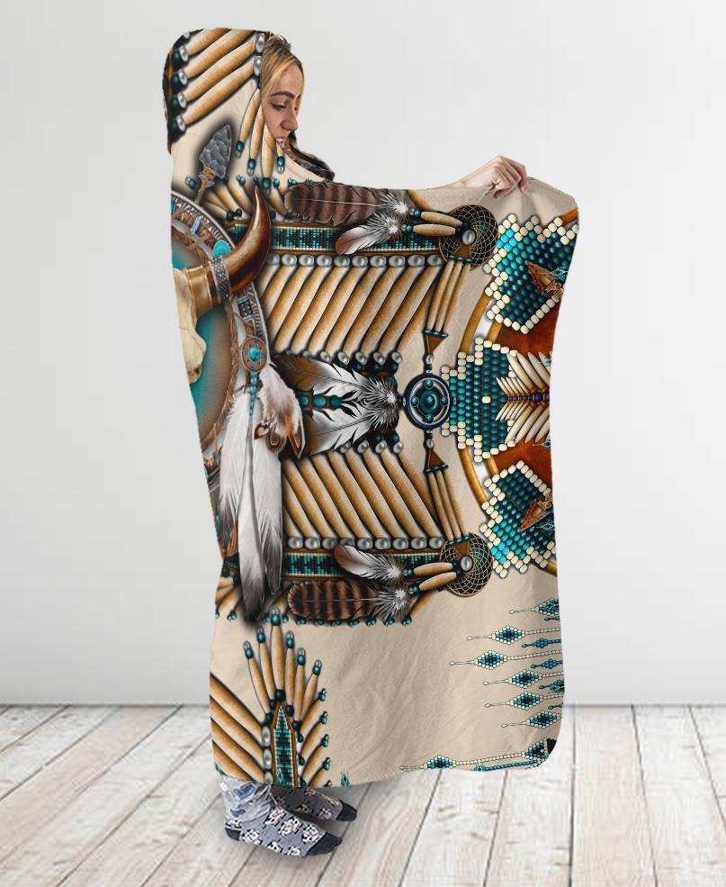 Buffalo Head Motifs Hooded Blanket NBD