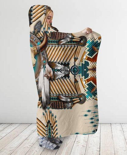 Buffalo Head Motifs Hooded Blanket NBD