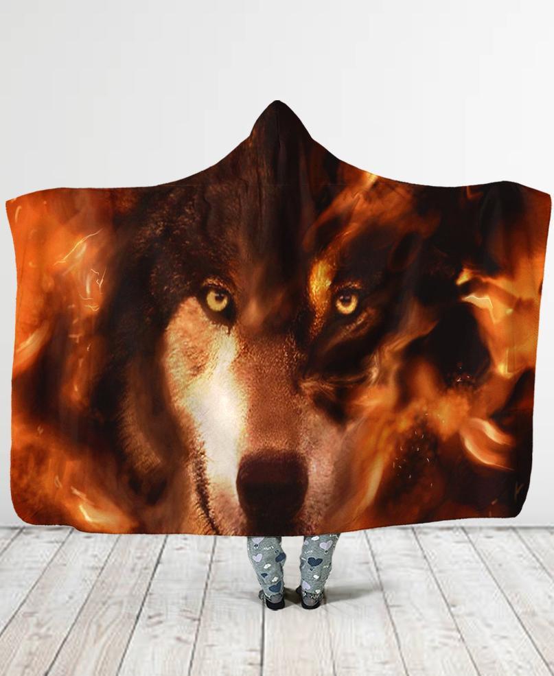 Wolf Native Hooded Blanket NBD