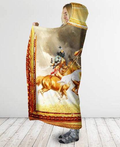 Native Warriors Art Hooded Blanket NBD