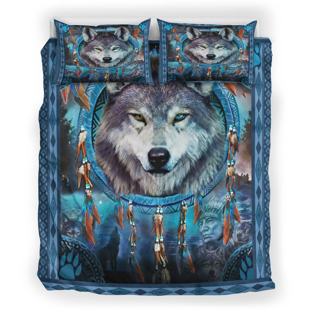 Blue Wolf Native American Bedding Set