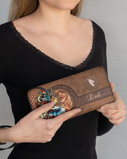 CUSTOM NAME HERE - Native American Wolves Womens Clutch Purse 02 NBD