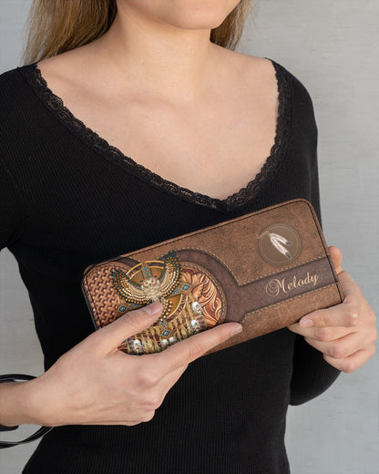 CUSTOM NAME HERE - Native American Wolves Womens Clutch Purse 05 NBD