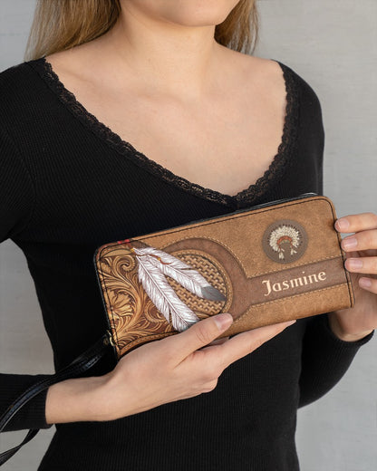 CUSTOM NAME HERE - Native American Wolves Womens Clutch Purse 12 NBD