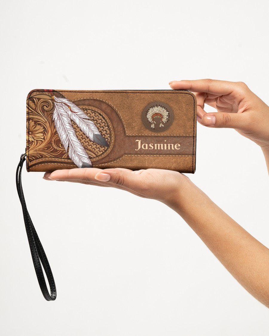 CUSTOM NAME HERE - Native American Wolves Womens Clutch Purse 12 NBD