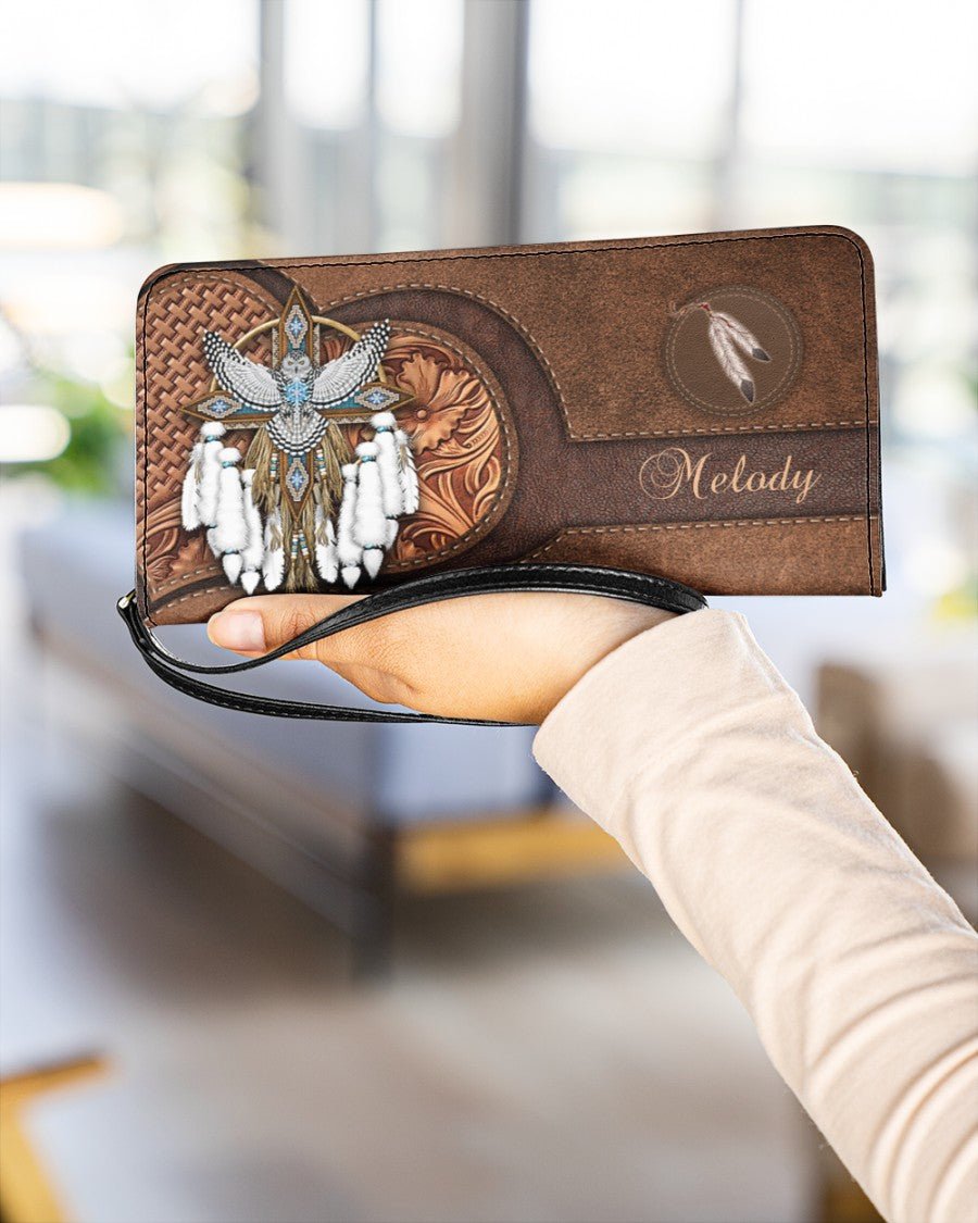 CUSTOM NAME HERE - Native American Wolves Womens Clutch Purse 03 NBD