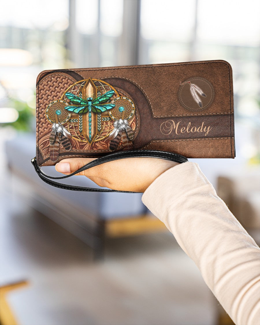 CUSTOM NAME HERE - Native American Wolves Womens Clutch Purse 04 NBD