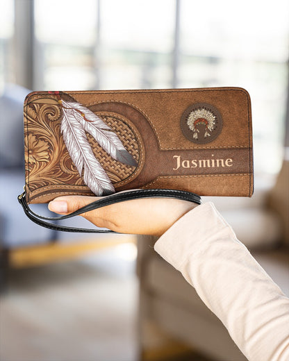CUSTOM NAME HERE - Native American Wolves Womens Clutch Purse 12 NBD