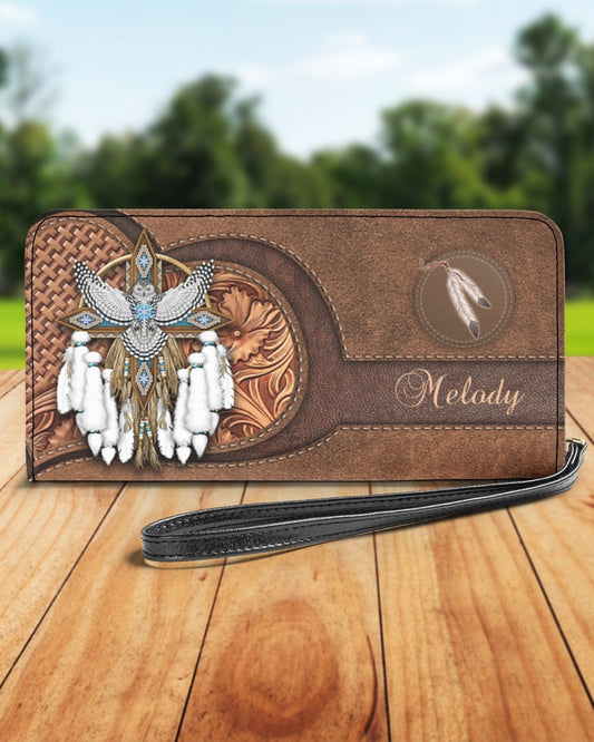 CUSTOM NAME HERE - Native American Wolves Womens Clutch Purse 03 NBD
