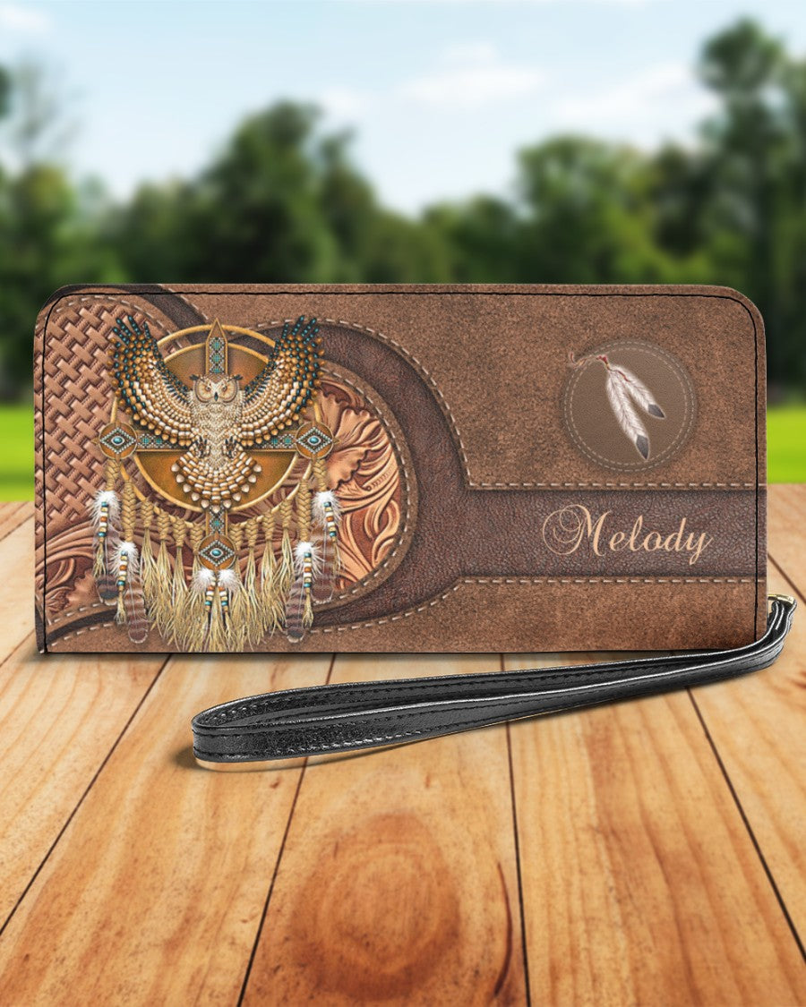 CUSTOM NAME HERE - Native American Wolves Womens Clutch Purse 05 NBD