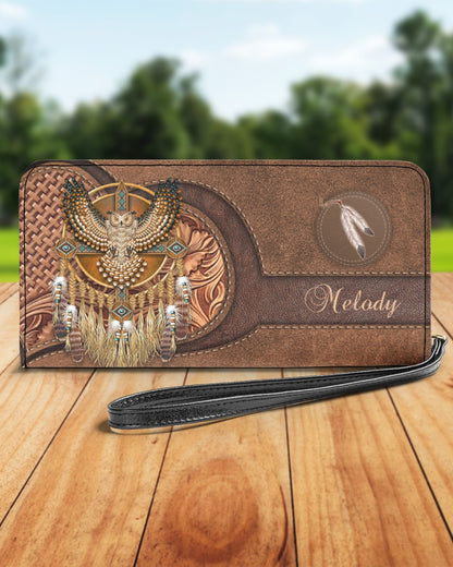 CUSTOM NAME HERE - Native American Wolves Womens Clutch Purse 05 NBD