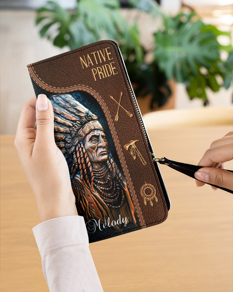 CUSTOM NAME HERE - Native American Wolves Womens Clutch Purse 10 NBD