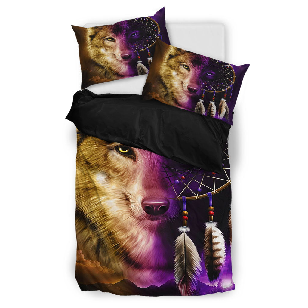 Native Two-Color Wolf Bedding Set
