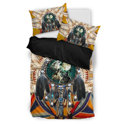Native Three Wolves Bedding Set