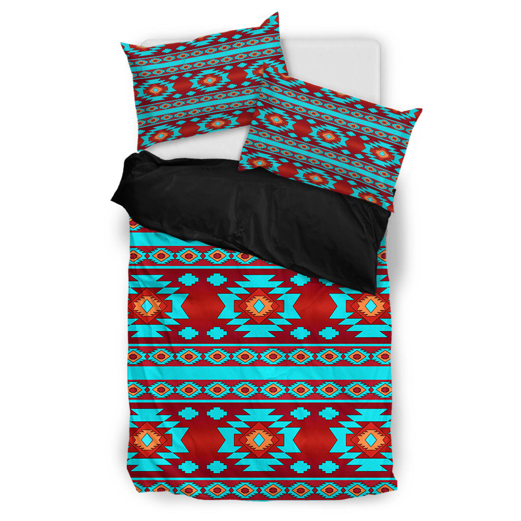 Red & Turquoise Native Pattern Bedding Set