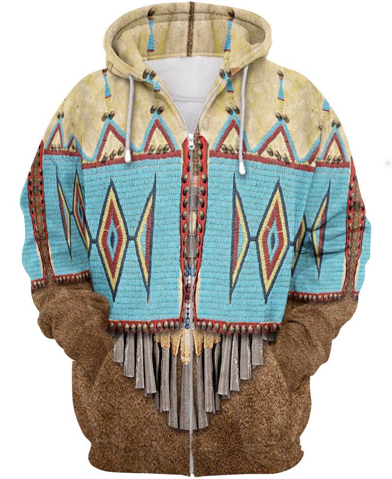 Native Pattern Blue 3D Hoodie - Native American Pride Shop